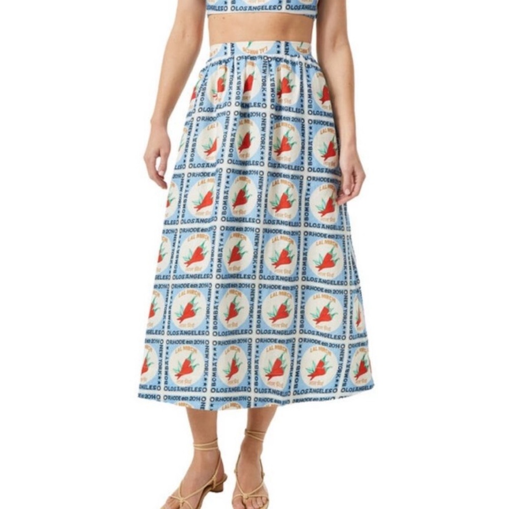 Rhode Aaron Midi Skirt in Lal Mirchi